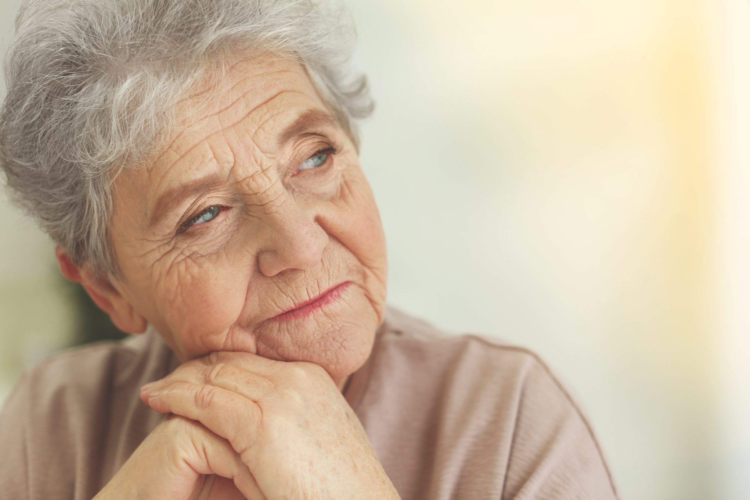Depressed elderly woman at home Depressed elderly woman at home